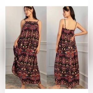 Anthropologie daphne floral quilted dress maxi